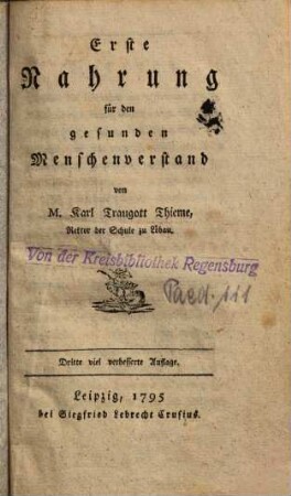 Erste Nahrung für den gesunden Menschenverstand