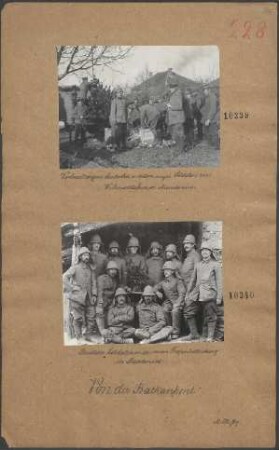 Vorbereitungen deutscher und österreichischungarischen Soldaten zur Weihnachtsfeier in Mazedonien