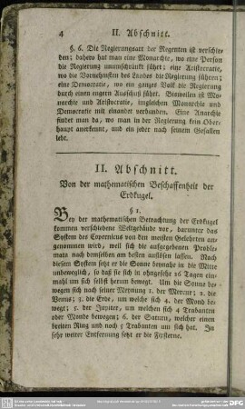 II. Abschnitt. Von der mathematischen Beschaffenheit der Erdkugel