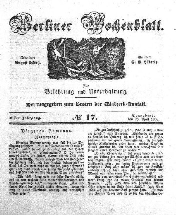 No. 17, Sonnabend, den 28. April 1838.