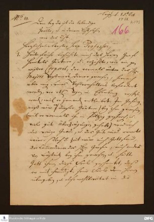 Brief von Heinrich Julius Elers an August Hermann Francke.
