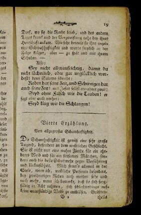Vierte Erzählung. Von allzugroßer Schamhaftigkeit.