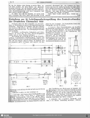 Einladung zur 10. Lehrlingsarbeitenprüfung des Zentralverbandes der Deutschen Uhrmacher 1930
