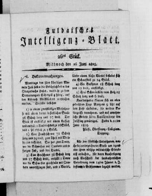 26tes Stück, Ausgabe vom 26. Juni 1805