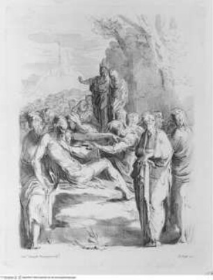 Raccolta di disegni originali di Fra.co Mazzola detto il Parmigianino tolti dal gabinetto di Sua Eccellenza il Sig.re Conte Alessandro Sanvitale, (Tav. 9) Grablegung Christi
