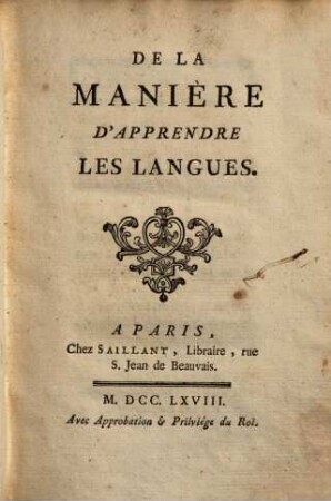 De la manière d'apprendre les langues