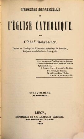 Histoire universelle de l'église catholique, 15. An 1106 - 1153
