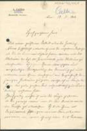 Brief von Alfons Callier an Unbekannt