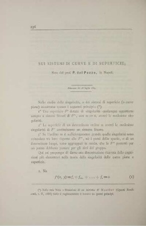 Sui stemi di curve e di superficie.