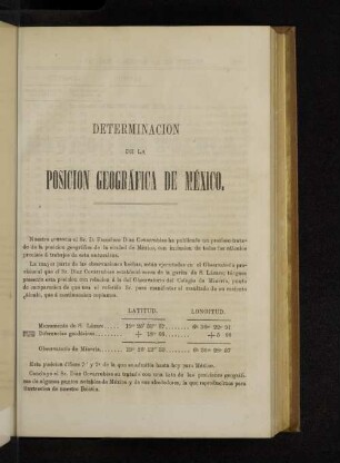 Determinacion de la Posicion Geografia de Mexico.
