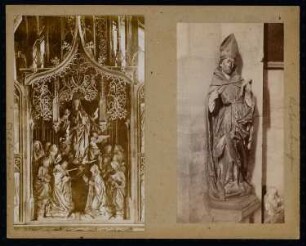 Herrgottskirche, Creglingen; Heiliger Bischof, Rothenburg/Tauber: Altar und Bischofsfigur