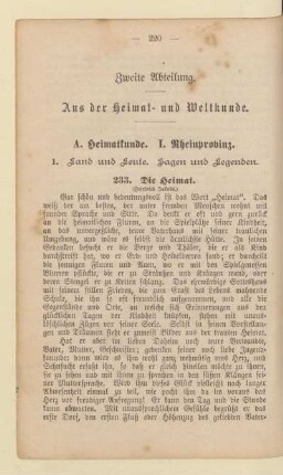 Zweite Abteilung. Aus der Heimat und Weltkunde.
