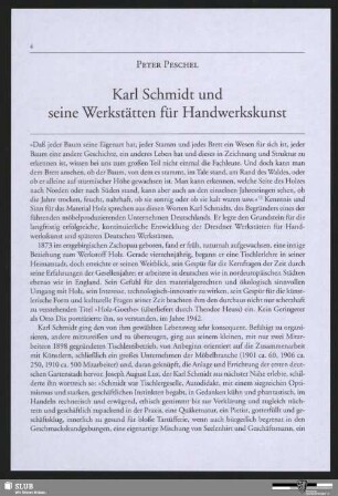 Karl Schmidt und seine Werkstätten für Handwerkskunst