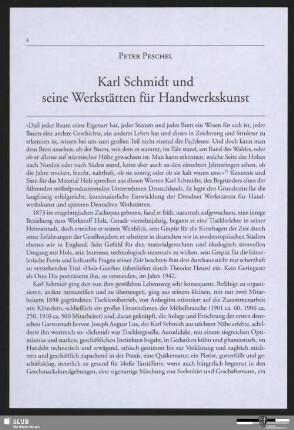 Karl Schmidt und seine Werkstätten für Handwerkskunst