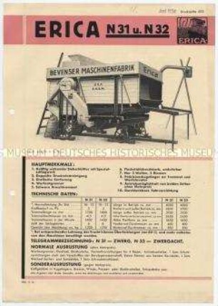 ERICA N 31 und N 32 - Dreschmaschinen