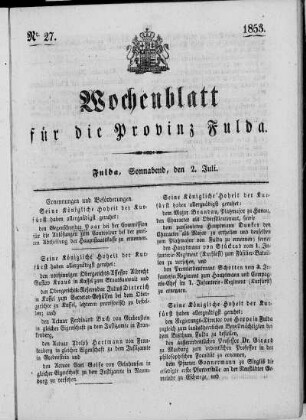 Nr. 27, Ausgabe vom 2. Juli 1853