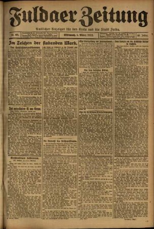Ausgabe vom Mittwoch, den 01. März 1922.