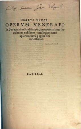 Opera Bedae Venerabilis : in octo tomos distincta. 6