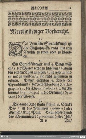 Merckwürdiger Vorbericht