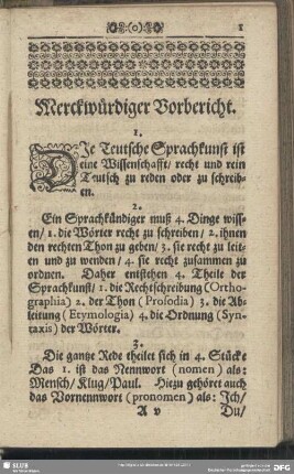 Merckwürdiger Vorbericht