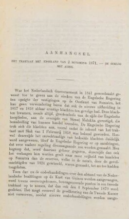 Aanhangsel. Het traktaat met Engeland van 2 November 1871. - De oorlog met Atjih