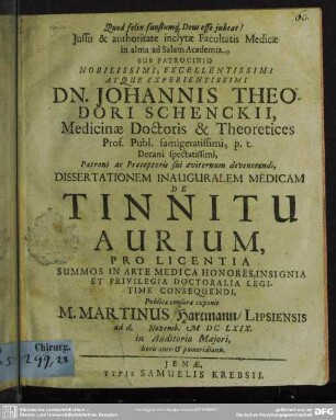 Dissertationem inauguralem medicam de tinnitu aurium