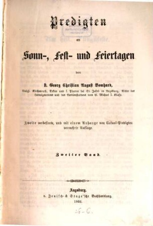 Predigten an Sonn-, Fest- und Feiertagen, 2