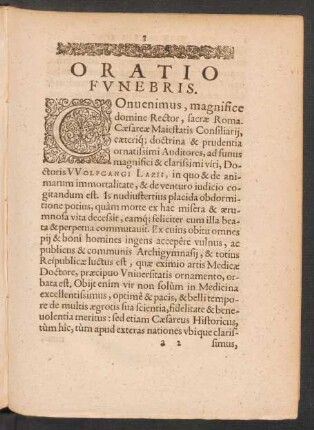 Oratio Funebris.