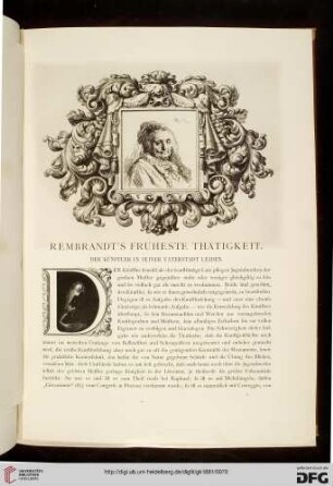Rembrandt's früheste Thätigkeit: Der Künstler in seiner Vaterstadt Leiden