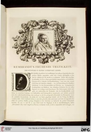 Rembrandt's früheste Thätigkeit: Der Künstler in seiner Vaterstadt Leiden