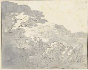 Gebirgslandschaft mit Burg