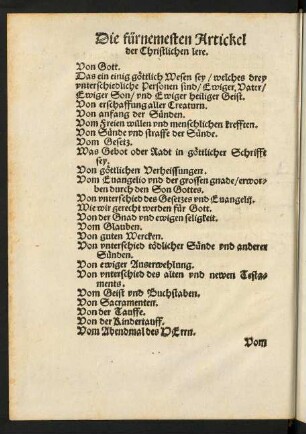 C1 v-I r, Die fürnemesten Artickel der Christlichen lere