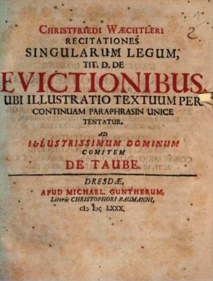 Recitationes singularum legum Tit. D. de Evictionibus