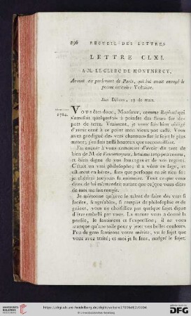 (Lettre CLXI - CLXX)