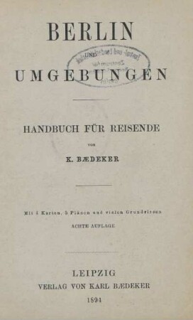 Berlin und Umgebungen : Handbuch für Reisende