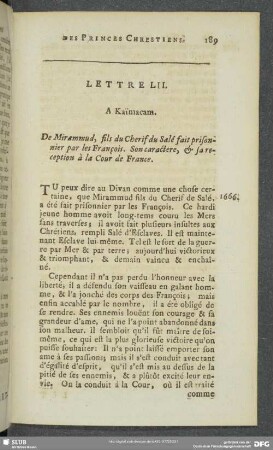 Lettre LII. A Kaimacam