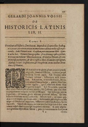Gerardi Joannis Vossii De Historicis Latinis Lib. II.