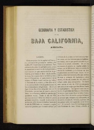 Geografia y Estadistica de la Baja California 1853.
