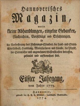 Hannoverisches Magazin. 11. 1773