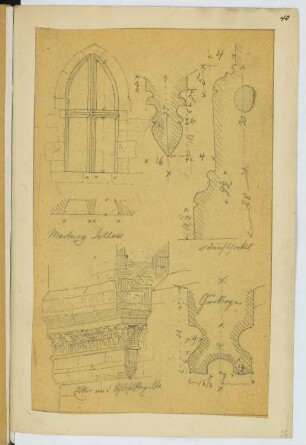 Schloss Marburg, Marburg: Details (aus: Skizzen- und Fotoalbum 19)