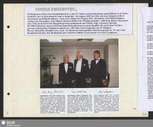 Dirigenten des Sächsischen Bergsteigerchores sowie eine Laudatio für Werner Matschke, der nach 40 Jahren als Chorleiter die Leitung an Axel Langmann übergab