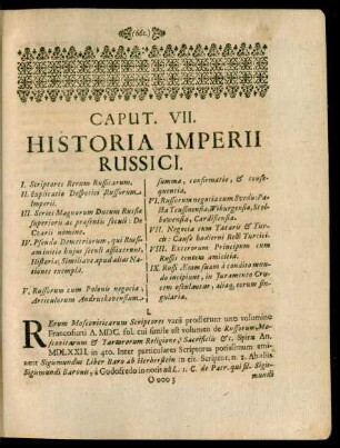 Caput. VII. Historia Imperii Russici.