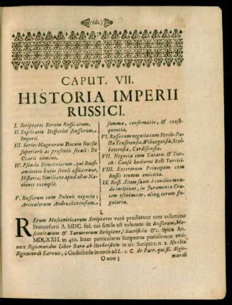 Caput. VII. Historia Imperii Russici.