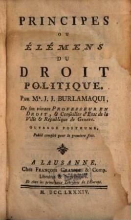 Principes ou élément du droit politique