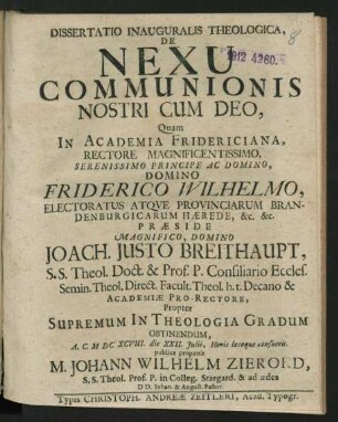 Dissertatio Inauguralis Theologica, De Nexu Communionis Nostri Cum Deo