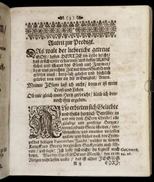Antritt zur Predigt / Eingang / Abhandelung / Gebrauch [...] / Anleitung [...] / Lehr und Erinnerung