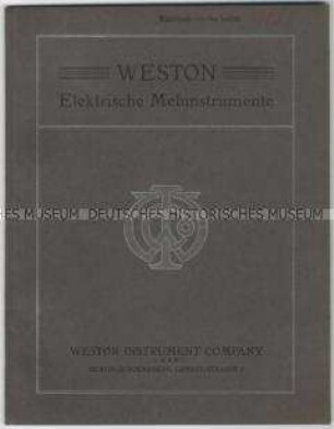 Katalog über Messgeräte der Firma Weston Instrument Campany GmbH