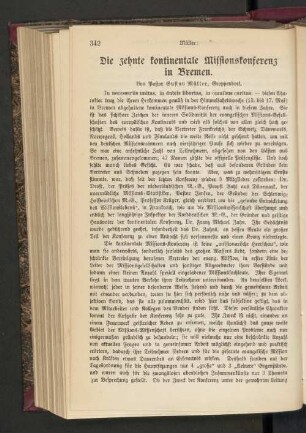 Die zehnte kontinentale Missionskonferenz in Bremen