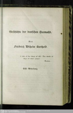 Geschichte der deutschen Seemacht. Erste Abtheilung