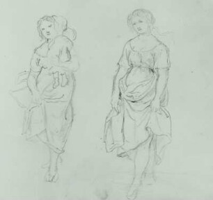 Figurenstudien (Frau mit Kind auf dem Arm, Mädchen mit gerafftem Rock)